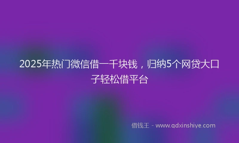 2025年热门微信借一千块钱，归纳5个网贷大口子轻松借平台