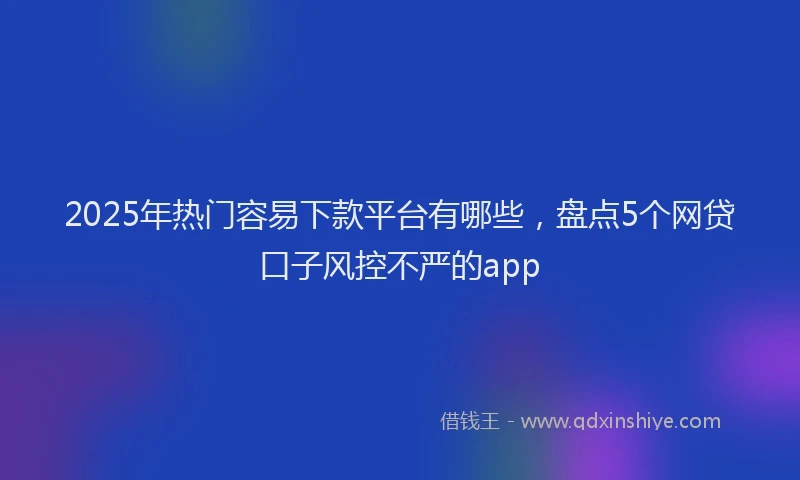2025年热门容易下款平台有哪些，盘点5个网贷口子风控不严的app