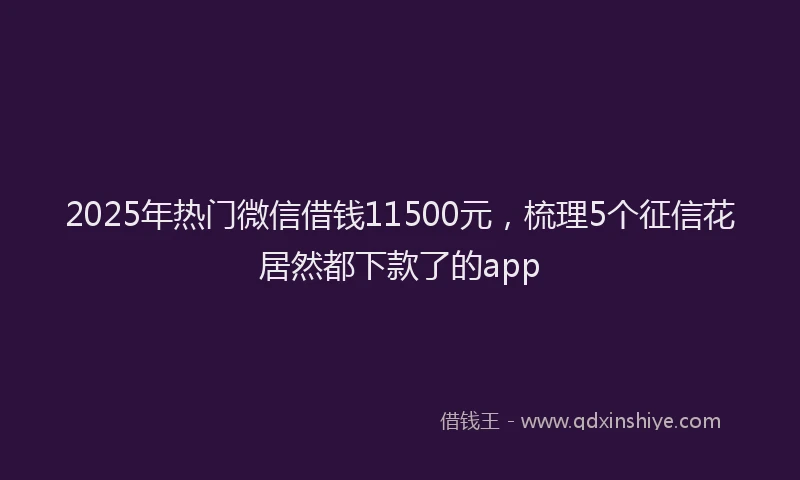 2025年热门微信借钱11500元，梳理5个征信花居然都下款了的app