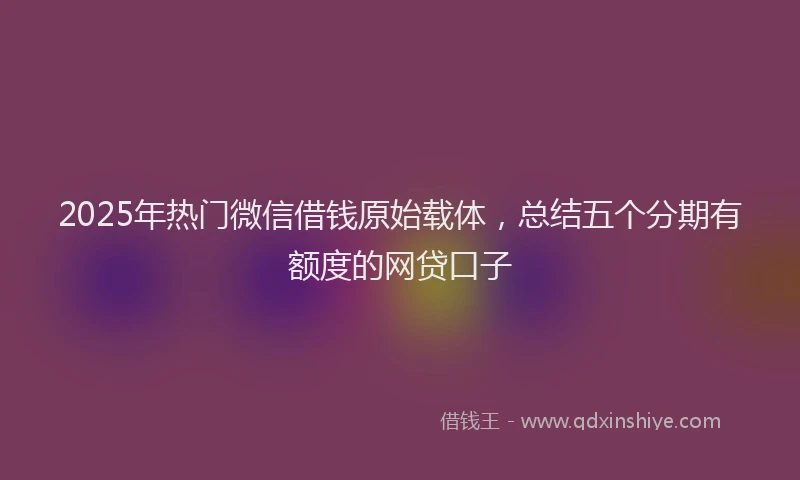 2025年热门微信借钱原始载体，总结五个分期有额度的网贷口子