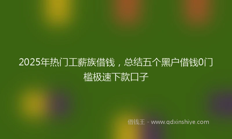 2025年热门工薪族借钱，总结五个黑户借钱0门槛极速下款口子