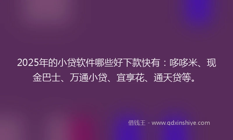 2025年的小贷软件哪些好下款快有：哆哆米、现金巴士、万通小贷、宜享花、通天贷等。