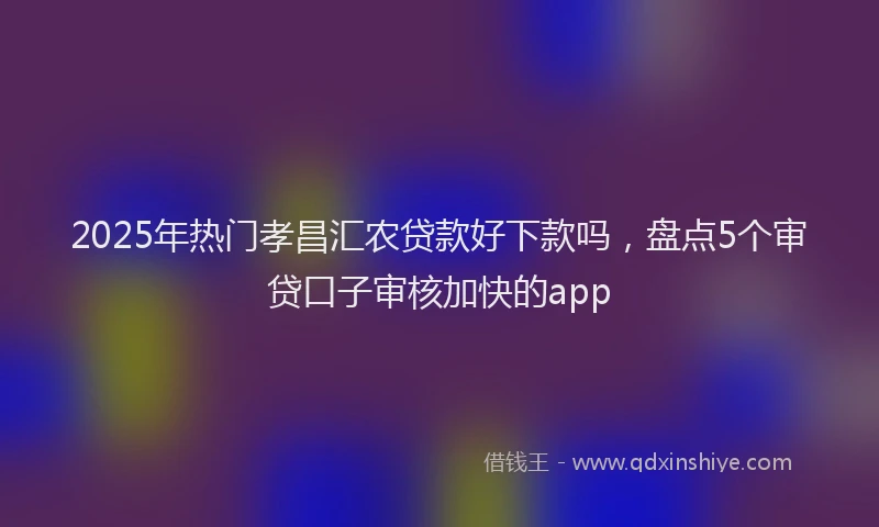 2025年热门孝昌汇农贷款好下款吗，盘点5个审贷口子审核加快的app
