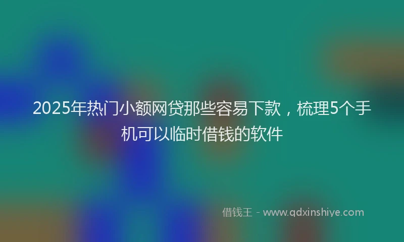 2025年热门小额网贷那些容易下款，梳理5个手机可以临时借钱的软件