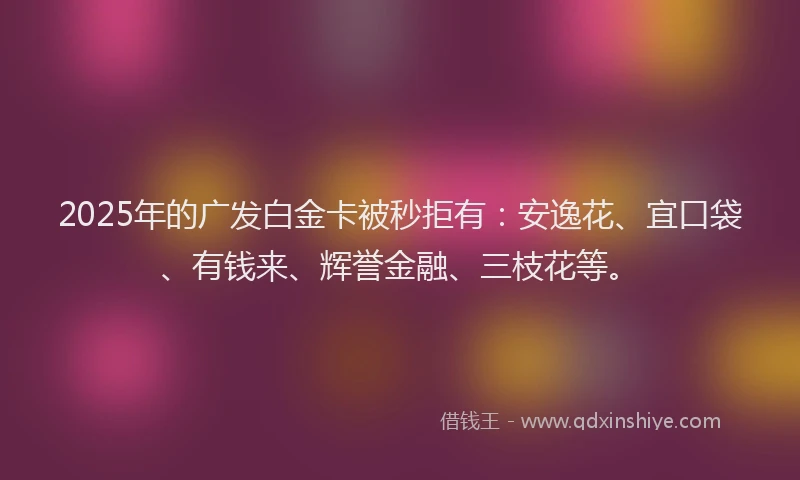 2025年的广发白金卡被秒拒有：安逸花、宜口袋、有钱来、辉誉金融、三枝花等。
