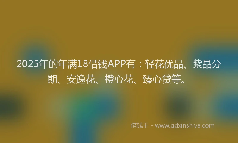 2025年的年满18借钱APP有：轻花优品、紫晶分期、安逸花、橙心花、臻心贷等。