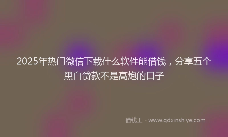 2025年热门微信下载什么软件能借钱，分享五个黑白贷款不是高炮的口子