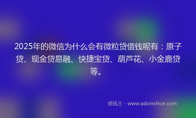 2025年的微信为什么会有微粒贷借钱呢有：原子贷、现金贷易融、快捷宝贷、葫芦花、小金鹿贷等。