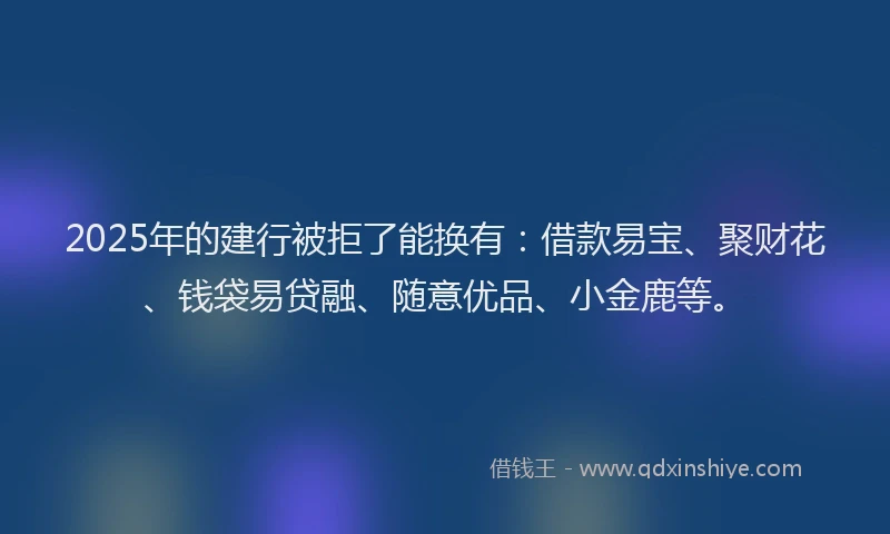 2025年的建行被拒了能换有：借款易宝、聚财花、钱袋易贷融、随意优品、小金鹿等。