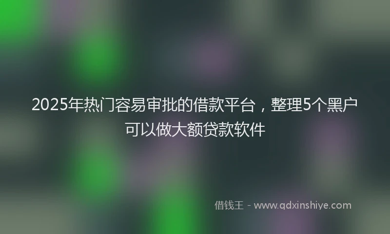 2025年热门容易审批的借款平台，整理5个黑户可以做大额贷款软件