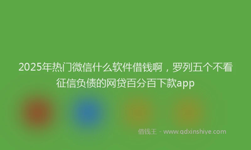 2025年热门微信什么软件借钱啊，罗列五个不看征信负债的网贷百分百下款app