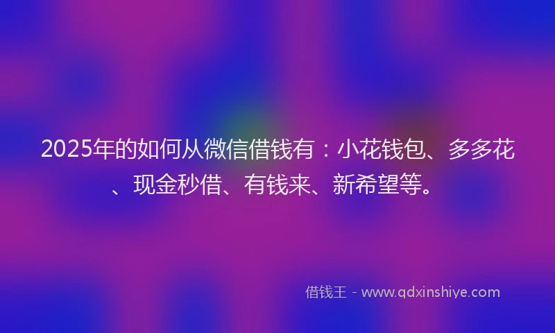 2025年的如何从微信借钱有：小花钱包、多多花、现金秒借、有钱来、新希望等。