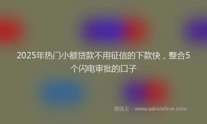2025年热门小额贷款不用征信的下款快，整合5个闪电审批的口子