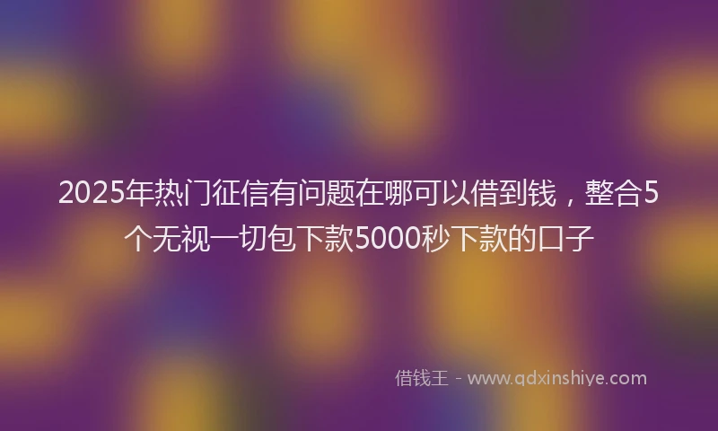2025年热门征信有问题在哪可以借到钱，整合5个无视一切包下款5000秒下款的口子
