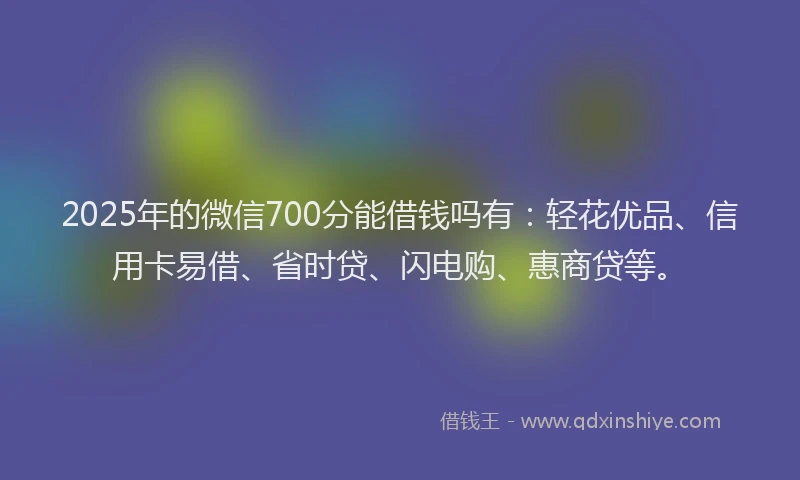 2025年的微信700分能借钱吗有：轻花优品、信用卡易借、省时贷、闪电购、惠商贷等。