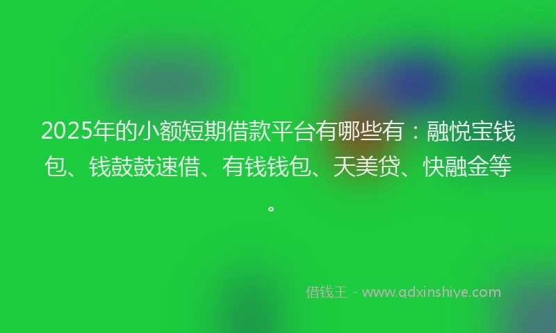 2025年的小额短期借款平台有哪些有：融悦宝钱包、钱鼓鼓速借、有钱钱包、天美贷、快融金等。
