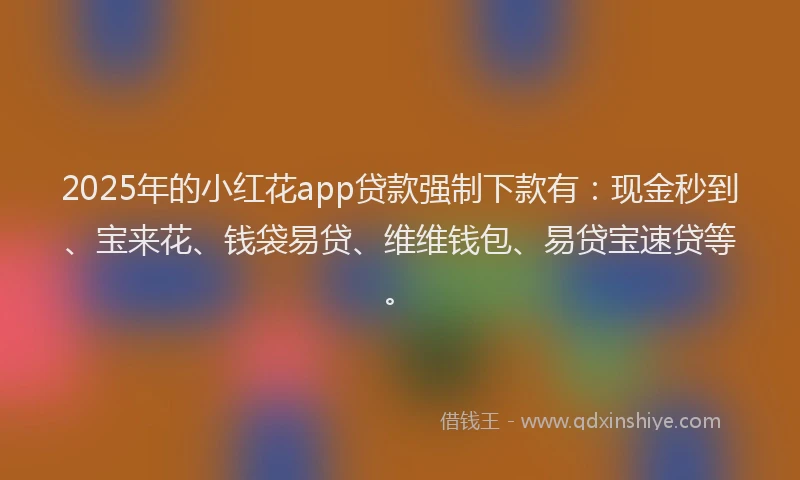2025年的小红花app贷款强制下款有：现金秒到、宝来花、钱袋易贷、维维钱包、易贷宝速贷等。