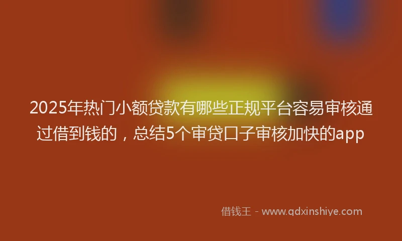 2025年热门小额贷款有哪些正规平台容易审核通过借到钱的，总结5个审贷口子审核加快的app
