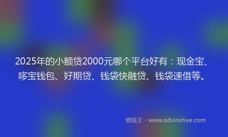 2025年的小额贷2000元哪个平台好有：现金宝、哆宝钱包、好期贷、钱袋快融贷、钱袋速借等。
