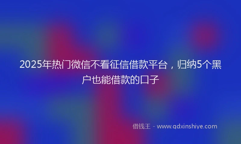 2025年热门微信不看征信借款平台，归纳5个黑户也能借款的口子