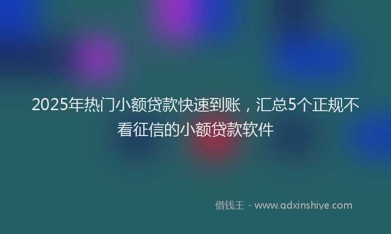 2025年热门小额贷款快速到账，汇总5个正规不看征信的小额贷款软件