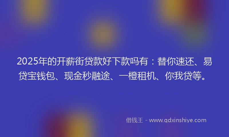 2025年的开薪街贷款好下款吗有：替你速还、易贷宝钱包、现金秒融途、一橙租机、你我贷等。
