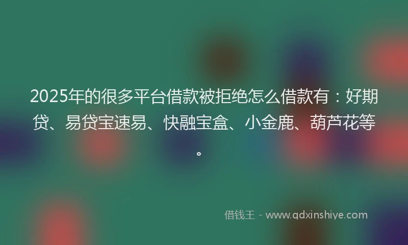 2025年的很多平台借款被拒绝怎么借款有：好期贷、易贷宝速易、快融宝盒、小金鹿、葫芦花等。