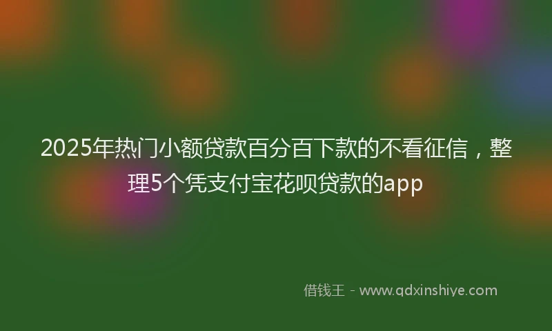 2025年热门小额贷款百分百下款的不看征信，整理5个凭支付宝花呗贷款的app