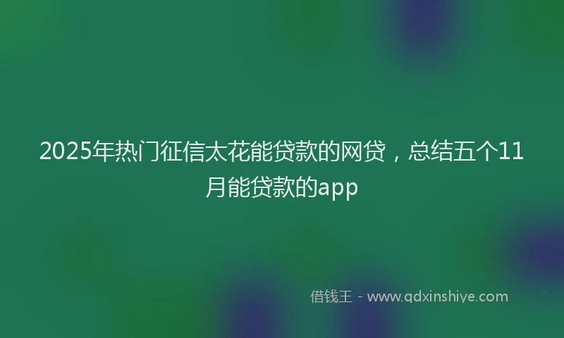 2025年热门征信太花能贷款的网贷，总结五个11月能贷款的app