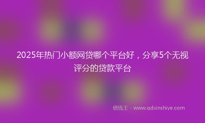 2025年热门小额网贷哪个平台好，分享5个无视评分的贷款平台
