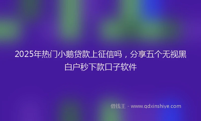 2025年热门小鹅贷款上征信吗，分享五个无视黑白户秒下款口子软件