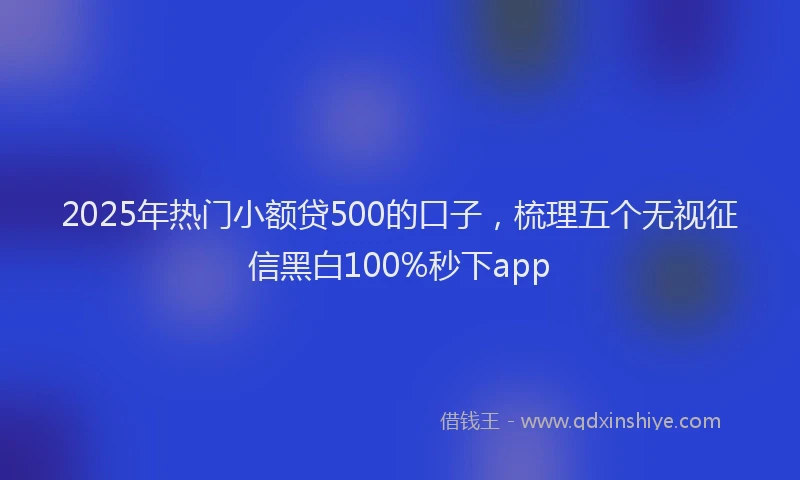 2025年热门小额贷500的口子，梳理五个无视征信黑白100%秒下app