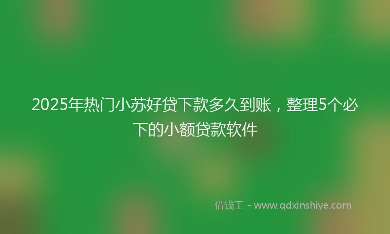 2025年热门小苏好贷下款多久到账，整理5个必下的小额贷款软件