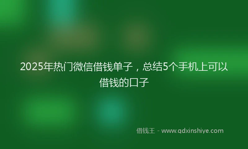 2025年热门微信借钱单子，总结5个手机上可以借钱的口子