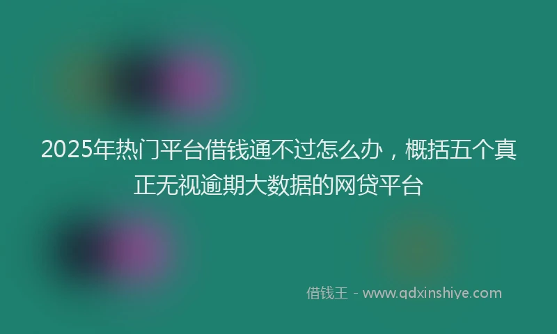 2025年热门平台借钱通不过怎么办，概括五个真正无视逾期大数据的网贷平台