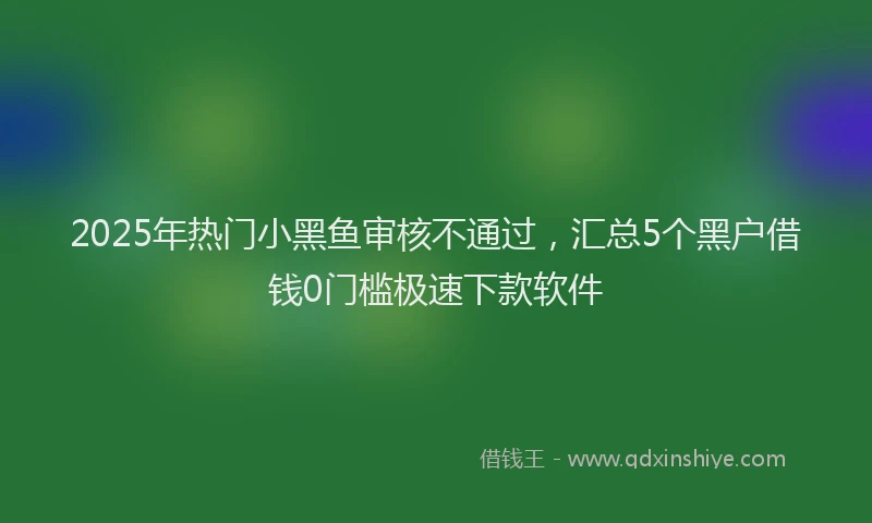 2025年热门小黑鱼审核不通过，汇总5个黑户借钱0门槛极速下款软件