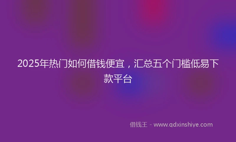 2025年热门如何借钱便宜，汇总五个门槛低易下款平台