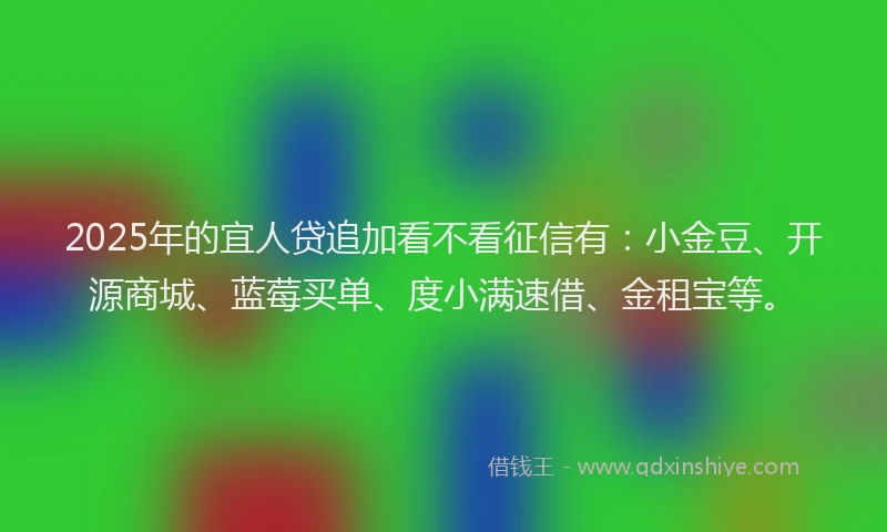 2025年的宜人贷追加看不看征信有：小金豆、开源商城、蓝莓买单、度小满速借、金租宝等。