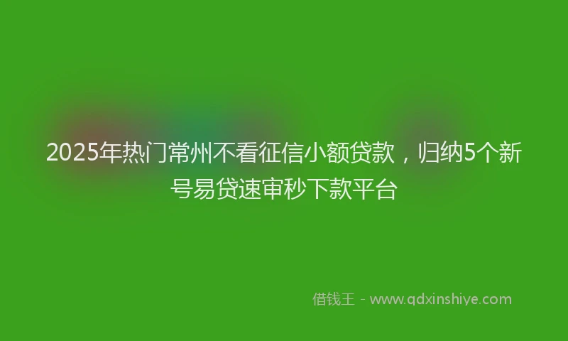 2025年热门常州不看征信小额贷款，归纳5个新号易贷速审秒下款平台