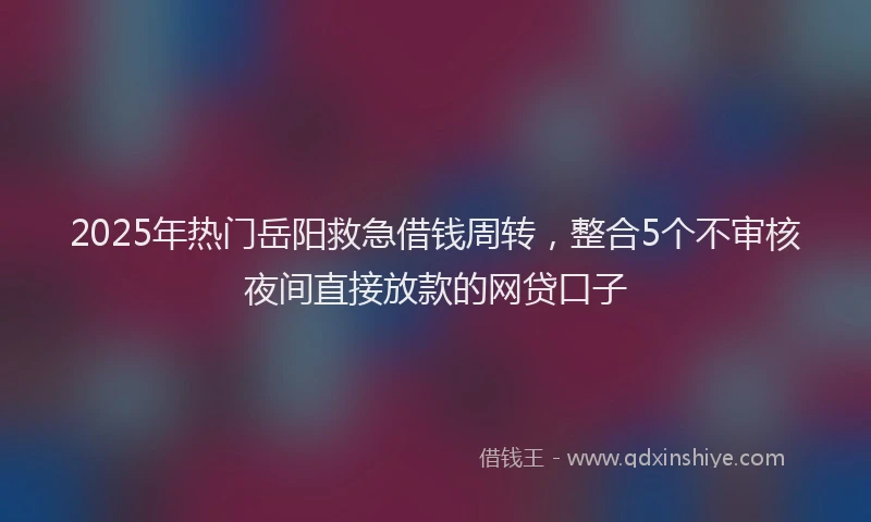 2025年热门岳阳救急借钱周转，整合5个不审核夜间直接放款的网贷口子