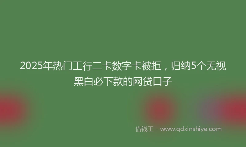 2025年热门工行二卡数字卡被拒，归纳5个无视黑白必下款的网贷口子