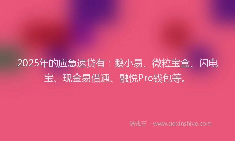 2025年的应急速贷有：鹅小易、微粒宝盒、闪电宝、现金易借通、融悦Pro钱包等。