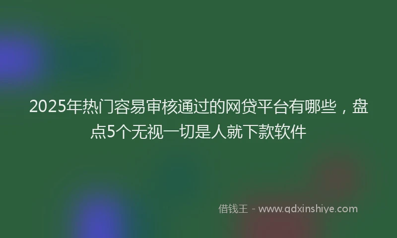 2025年热门容易审核通过的网贷平台有哪些，盘点5个无视一切是人就下款软件
