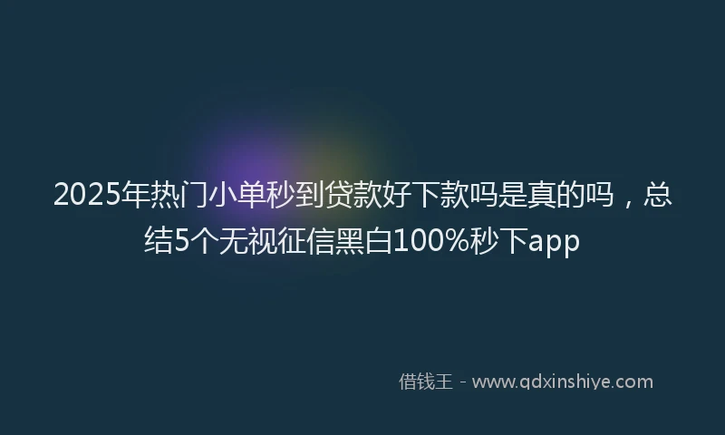 2025年热门小单秒到贷款好下款吗是真的吗，总结5个无视征信黑白100%秒下app