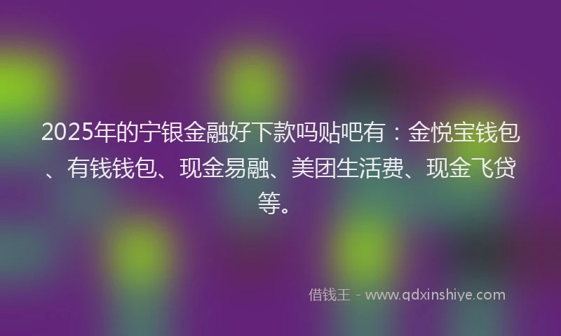 2025年的宁银金融好下款吗贴吧有：金悦宝钱包、有钱钱包、现金易融、美团生活费、现金飞贷等。
