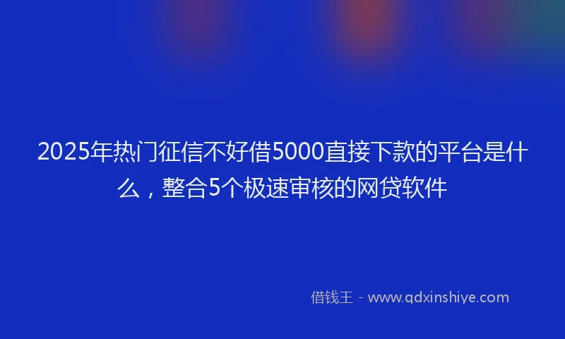 2025年热门征信不好借5000直接下款的平台是什么，整合5个极速审核的网贷软件