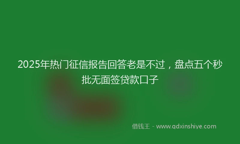 2025年热门征信报告回答老是不过，盘点五个秒批无面签贷款口子