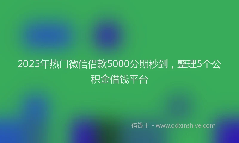 2025年热门微信借款5000分期秒到，整理5个公积金借钱平台