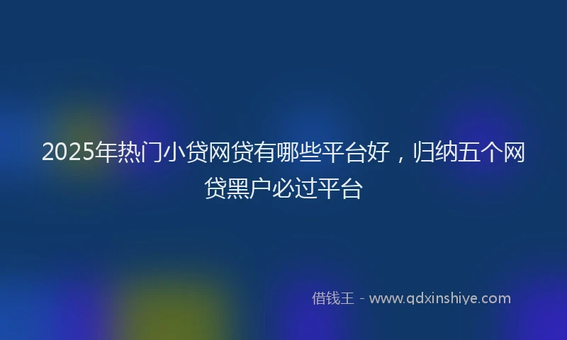 2025年热门小贷网贷有哪些平台好，归纳五个网贷黑户必过平台