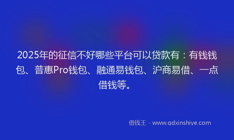 2025年的征信不好哪些平台可以贷款有：有钱钱包、普惠Pro钱包、融通易钱包、沪商易借、一点借钱等。
